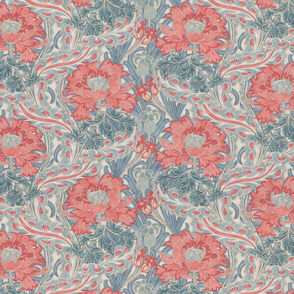 Brantwood Cotton - Teal Teal By G P & J Baker | Original Brantwood Fabric |Botanical & Floral  Multipurpose Print