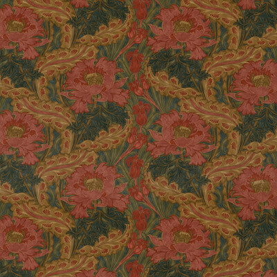 Samples and Purchasing available for Brantwood Velvet - Rose/Green Green By G P & J Baker | Original Brantwood Fabric |Botanical & Floral  Multipurpose Print at Designer Wallcoverings and Fabrics