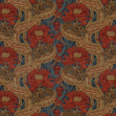 Samples and Purchasing available for Brantwood Velvet - Red/Blue Red By G P & J Baker | Original Brantwood Fabric |Botanical & Floral  Multipurpose Print at Designer Wallcoverings and Fabrics