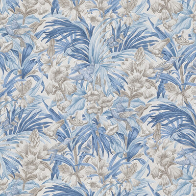Samples and Purchasing available for Trumpet Flowers Cotton - Blue Blue By G P & J Baker | Original Brantwood Fabric |Botanical & Floral  Multipurpose Print at Designer Wallcoverings and Fabrics