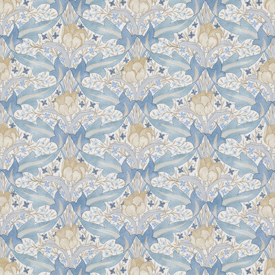 Samples and Purchasing available for Tulip & Jasmine Cotton - Blue Blue By G P & J Baker | Original Brantwood Fabric |Botanical & Floral  Multipurpose Print at Designer Wallcoverings and Fabrics