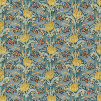 Samples and Purchasing available for Tulip & Jasmine Cotton - Teal Teal By G P & J Baker | Original Brantwood Fabric |Botanical & Floral  Multipurpose Print at Designer Wallcoverings and Fabrics