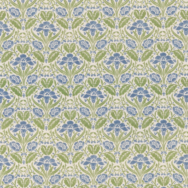 Iris Meadow - Blue/Green Blue By G P & J Baker | Original Brantwood Fabric |Botanical & Floral  Multipurpose Print