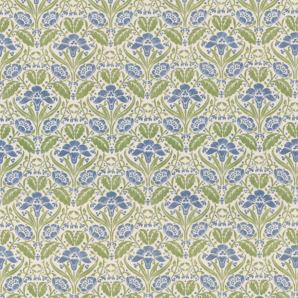 Iris Meadow - Blue/Green Blue By G P & J Baker | Original Brantwood Fabric |Botanical & Floral  Multipurpose Print