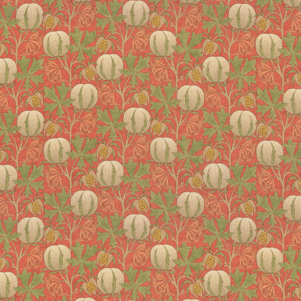 Pumpkins - Red/Green Red By G P & J Baker | Original Brantwood Fabric |Botanical & Floral  Multipurpose Print