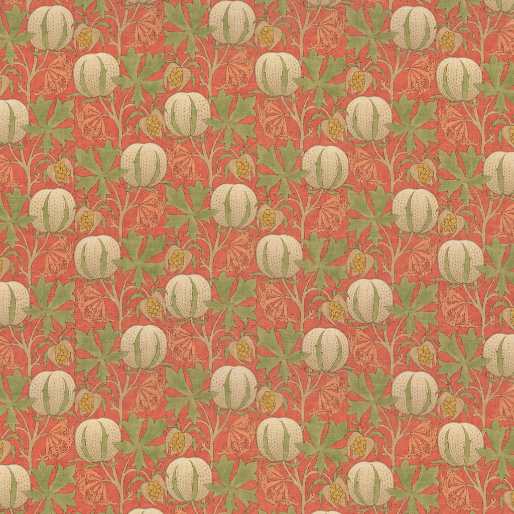 Pumpkins - Red/Green Red By G P & J Baker | Original Brantwood Fabric |Botanical & Floral  Multipurpose Print
