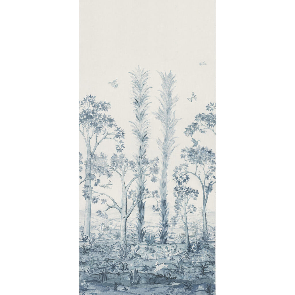 Samples and Purchasing available for Tall Trees Printed Panel - Delft Blue Blue By G P & J Baker | G P & J Baker X Kit Kemp Prints & Embroideries |Novelty  Multipurpose Print at Designer Wallcoverings and Fabrics