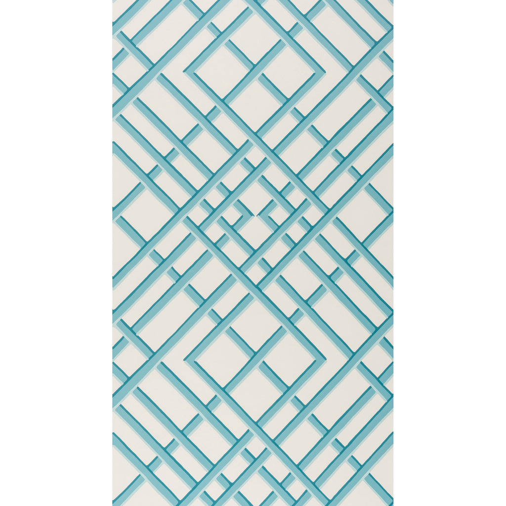 Treillage Sidewall - Aqua Blue By Brunschwig & Fils | Volume 56 |  Wallcovering Print