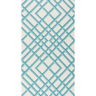 Treillage Sidewall - Aqua Blue By Brunschwig & Fils | Volume 56 |  Wallcovering Print