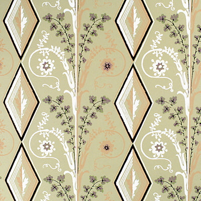 Gallier Diamond - Brown And Green On Beige Brown By Brunschwig & Fils |  |Diamond Geometric Wallcovering Print