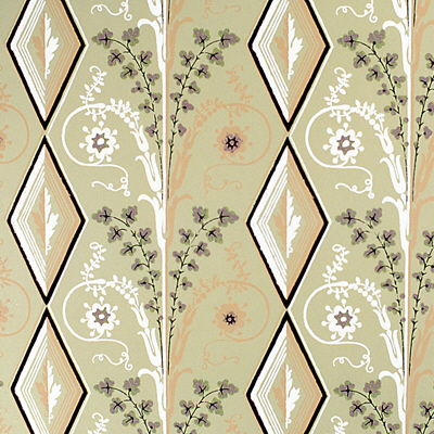 Gallier Diamond - Brown And Green On Beige Brown By Brunschwig & Fils | Diamond Geometric Wallcovering Print