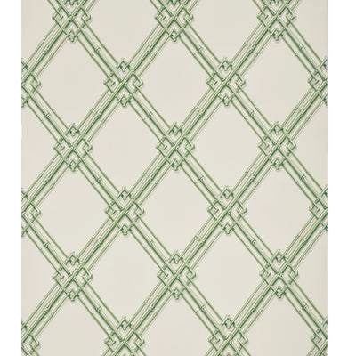 Brunschwig & Fils Treillage Sidewall Celadon On Off-White Wallpaper by Brunschwig & Fils