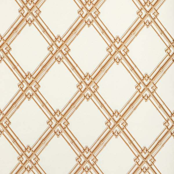 Treillage De Bambou - Gold By Brunschwig & Fils | Louverne Wallcoverings | Lattice/Scrollwork Wallcovering Print