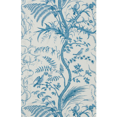 Bird And Thistle - Blue Light Blue By Brunschwig & Fils |  | Toile Wallcovering Print
