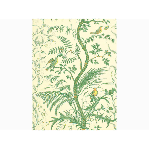 Bird And Thistle - Green Green By Brunschwig & Fils | Toile Wallcovering Print