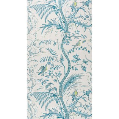 Bird And Thistle - Aqua Green By Brunschwig & Fils | Volume 56 | Toile Wallcovering Print