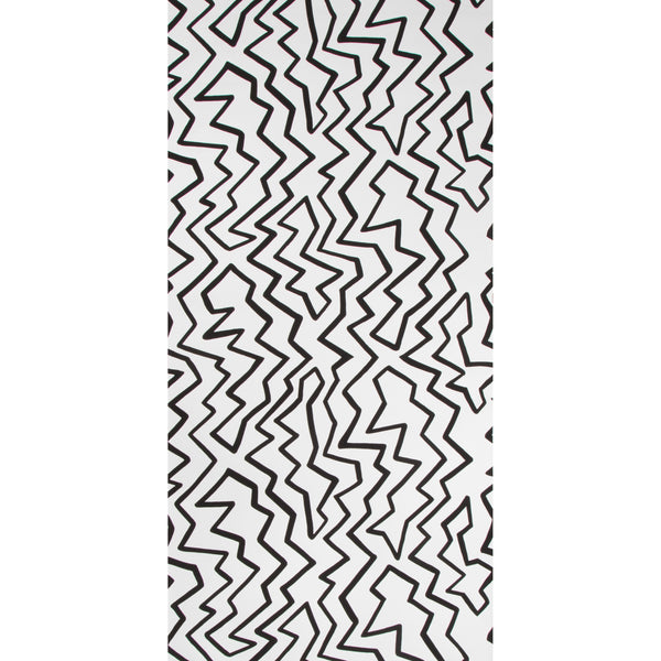 Staccato On Paper - Black On White Black By Brunschwig & Fils | Kirk Brummel | Geometric Wallcovering Print
