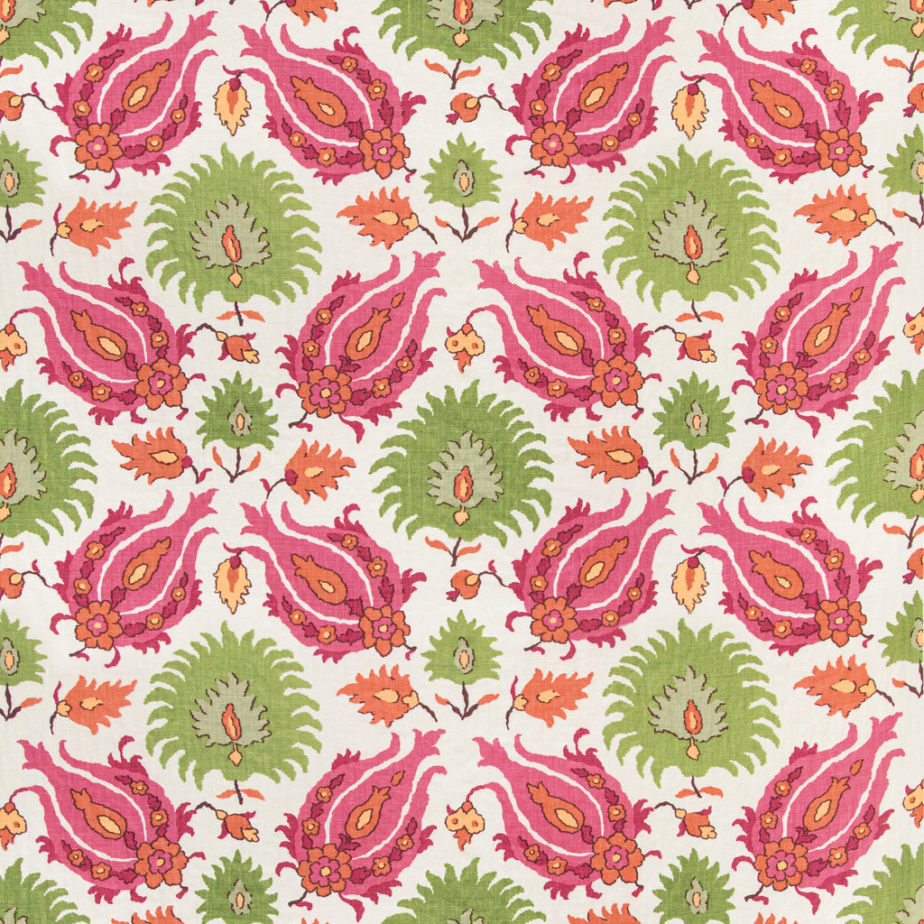 Kashmiri Linen Print - Pink/Green Multi By Brunschwig & Fils | Grand Bazaar | Global Multipurpose Print