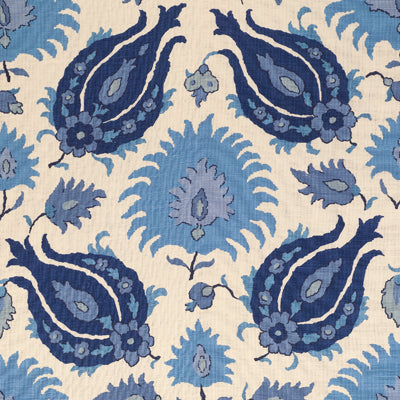 Samples and Purchasing available for Kashmiri Linen Print - Sapphire Blue Beige By Brunschwig & Fils | Les Alizes | Global Multipurpose Print at Designer Wallcoverings and Fabrics