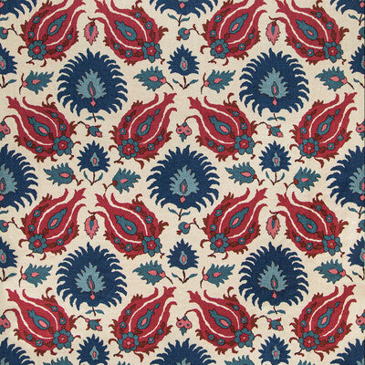 Samples and Purchasing available for Kashmiri Linen Print - Navy/Berry Multi By Brunschwig & Fils | Grand Bazaar | Global Multipurpose Print at Designer Wallcoverings and Fabrics