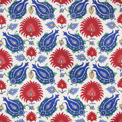Samples and Purchasing available for Kashmiri Linen Print - Blue/Red Multi By Brunschwig & Fils | Grand Bazaar | Global Multipurpose Print at Designer Wallcoverings and Fabrics