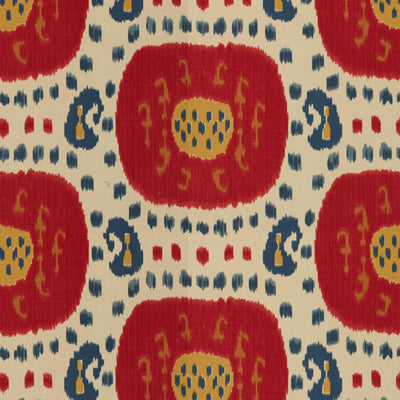 Samples and Purchasing available for Samarkand Cotton And Linen Print - Pompeian Red/Oxford Blue Burgundy/Red By Brunschwig & Fils | Les Alizes | Ikat/Southwest/Kilims Multipurpose Print at Designer Wallcoverings and Fabrics
