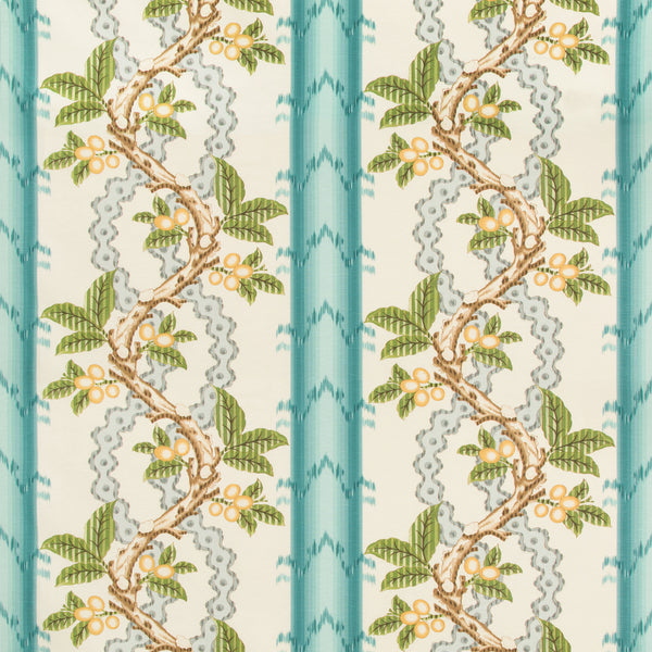 Josselin Cotton And Linen Print - Aqua/Mist Multi By Brunschwig & Fils | Cevennes | Botanical & Floral Multipurpose Print