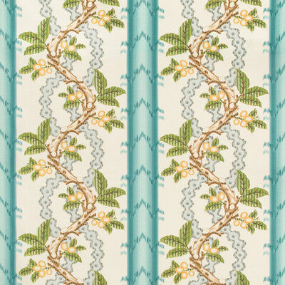 Josselin Cotton And Linen Print - Aqua/Mist Multi By Brunschwig & Fils | Cevennes | Botanical & Floral Multipurpose Print