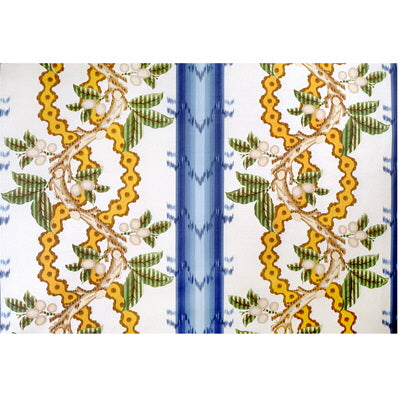 Samples and Purchasing available for Josselin Cotton And Linen Print - Lagoon And Ochre Blue By Brunschwig & Fils |  | Botanical & Floral Multipurpose Print at Designer Wallcoverings and Fabrics