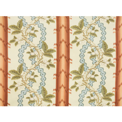 Samples and Purchasing available for Josselin Cotton And Linen Print - Rust And Blue Orange By Brunschwig & Fils |  | Botanical & Floral Multipurpose Print at Designer Wallcoverings and Fabrics