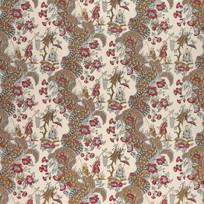 Les Pecheurs Cotton Print C - Rimson With Blue Light Blue By Brunschwig & Fils |  | Chinoiserie Multipurpose Print