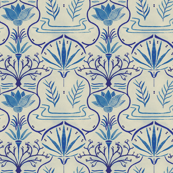 Voysey Azul Oscuro, Roll Vinyl Wallcoverings | Tres Tintas