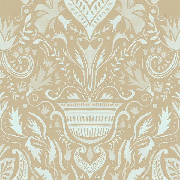 Domàs Beige - Azul Claro, Roll Vinyl Wallcoverings | Tres Tintas
