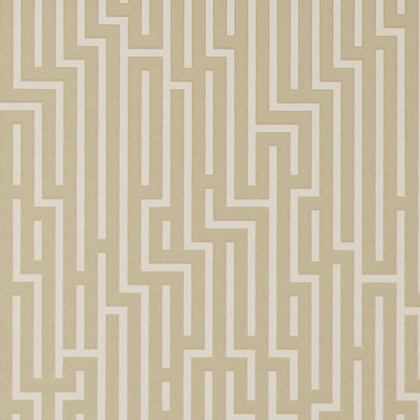 Fretwork - Parchment Beige By G P & J Baker | Signature |Modern Geometric Wallcovering Print