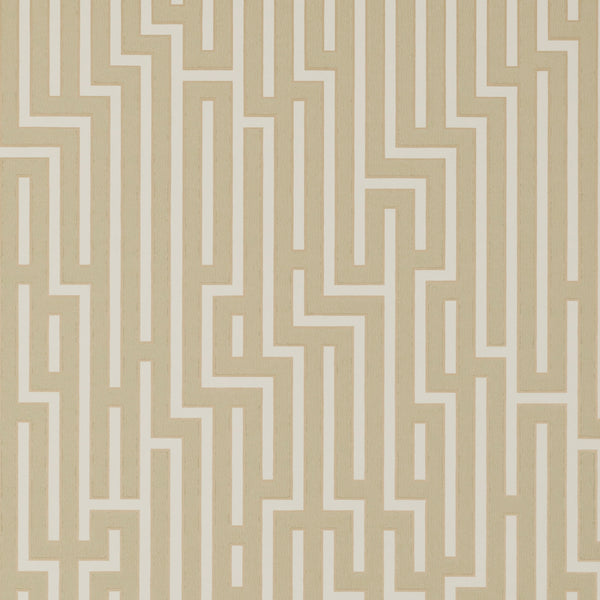 Fretwork - Parchment Beige By G P & J Baker | Signature |Modern Geometric Wallcovering Print