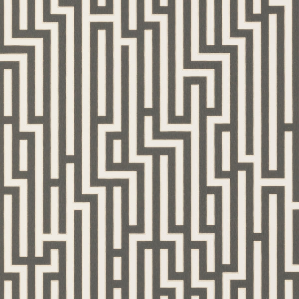 Fretwork - Charcoal Black By G P & J Baker | Signature |Modern Geometric Wallcovering Print