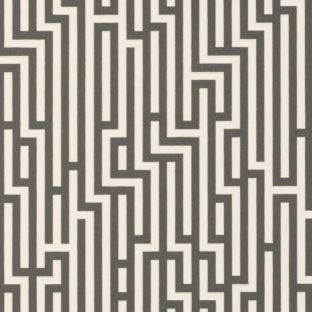 Fretwork - Charcoal Black By G P & J Baker | Signature |Modern Geometric Wallcovering Print