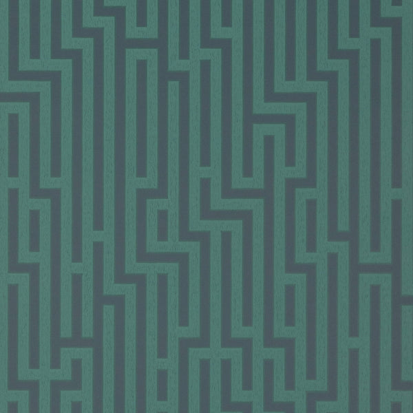 Fretwork - Indigo/Teal Blue By G P & J Baker | Signature |Modern Geometric Wallcovering Print