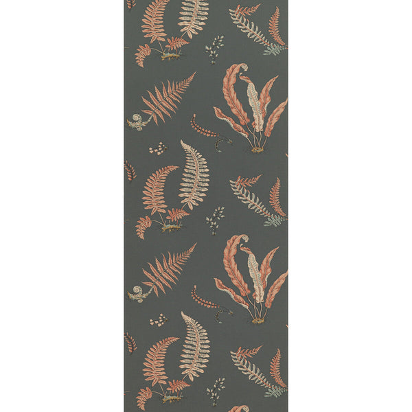Ferns - Coral/Charcoal  By G P & J Baker | Signature Ii Wallpapers |Botanical & Floral  Wallcovering Print