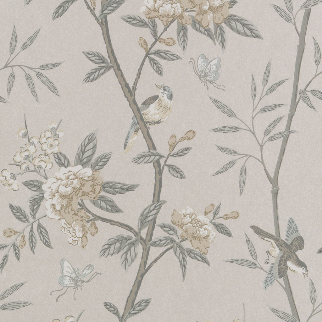 Peony & Blossom - Dove/Silver By G P & J Baker | Langdale |Animal/Insects Botanical & Floral Wallcovering Print