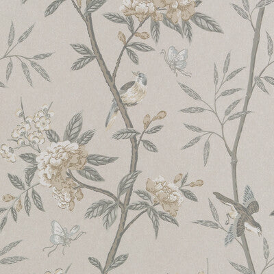 Peony & Blossom - Dove/Silver Silver By G P & J Baker | Langdale |Animal/Insects Botanical & Floral Wallcovering Print