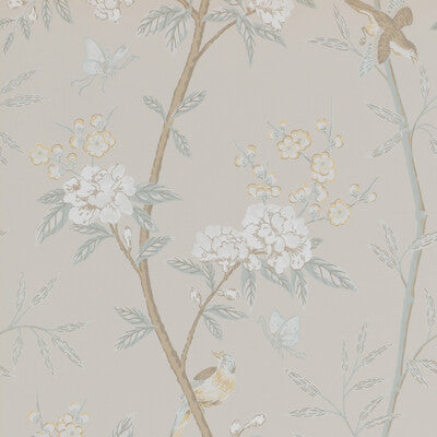 Peony & Blossom - Soft Aqua Light Green By G P & J Baker | Langdale |Animal/Insects Botanical & Floral Wallcovering Print
