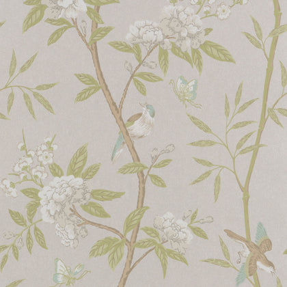 Peony & Blossom - Ivory/Willow Teal By G P & J Baker | Langdale |Animal/Insects Botanical & Floral Wallcovering Print