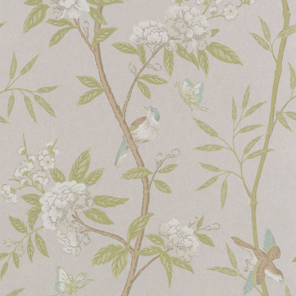 Peony & Blossom - Ivory/Willow Teal By G P & J Baker | Langdale |Animal/Insects Botanical & Floral Wallcovering Print