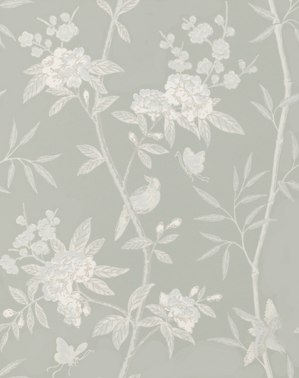 Peony & Blossom - Soft Blue By G P & J Baker | Signature |Animal/Insects Botanical & Floral Wallcovering Print