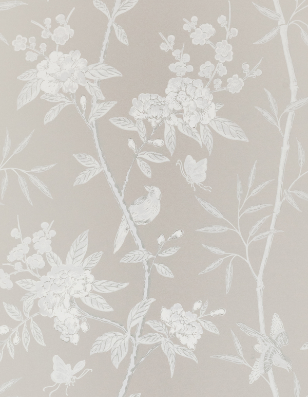 Peony & Blossom - Soft Grey By G P & J Baker | Signature |Animal/Insects Botanical & Floral Wallcovering Print