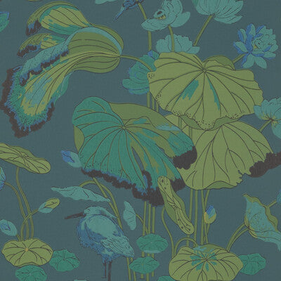 Nympheus - Teal By G P & J Baker | Signature |Animal/Insects Botanical & Floral Wallcovering Print