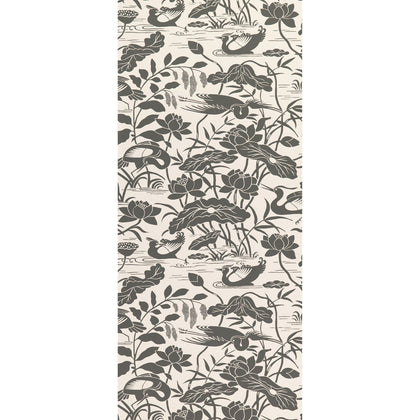 Heron & Lotus Flower - Black/White By G P & J Baker | Signature Ii Wallcoverings |Animal/Insects  Wallcovering