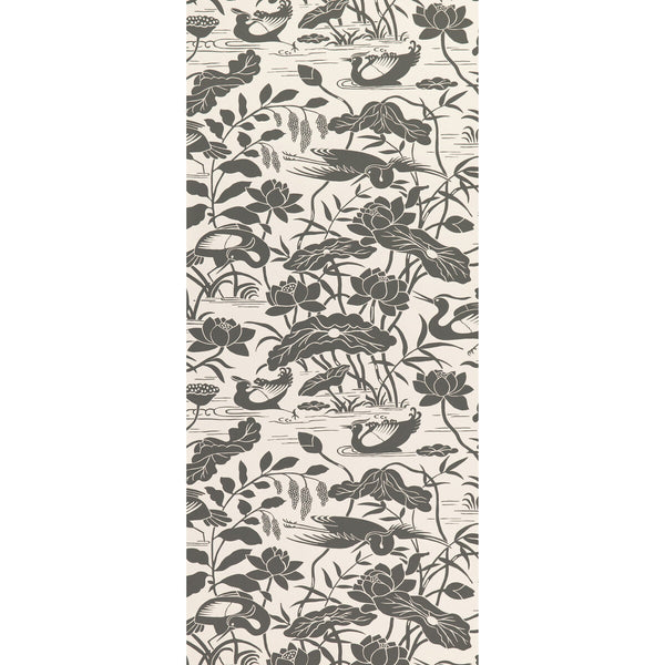 Heron & Lotus Flower - Black/White By G P & J Baker | Signature Ii Wallcoverings |Animal/Insects  Wallcovering