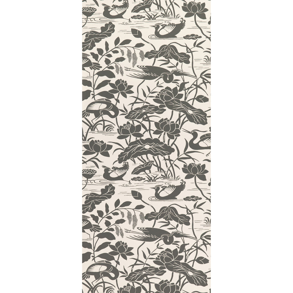 Heron & Lotus Flower - Black/White  By G P & J Baker | Signature Ii Wallpapers |Animal/Insects  Wallcovering